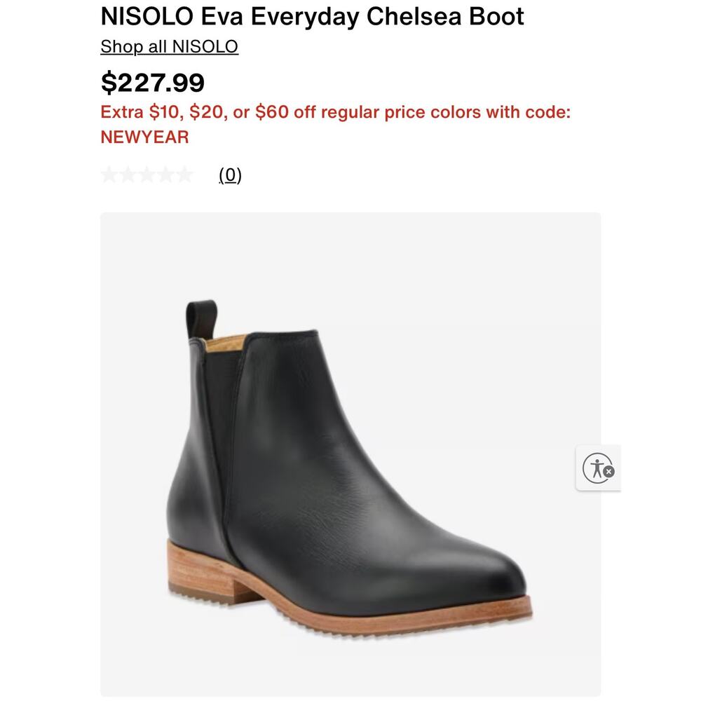 Nisolo Eva Everyday Chelsea Boot Womens sz 9 black